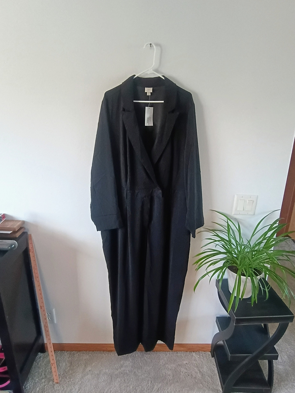 🖤 A New Day Black Jumpsuit 2X Plus Size Wide Leg Utility Blazer Collar NWT